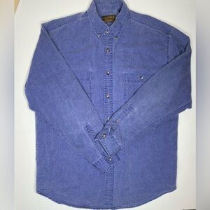 Vintage Eddie Bauer Blue Cotton Button Down Shirt Sz Med